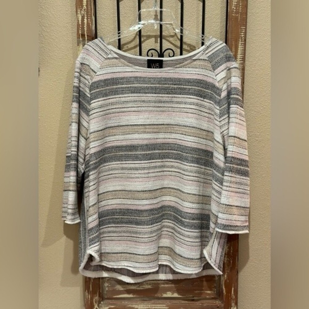 W5 concepts Striped 3/4 Sleeve top